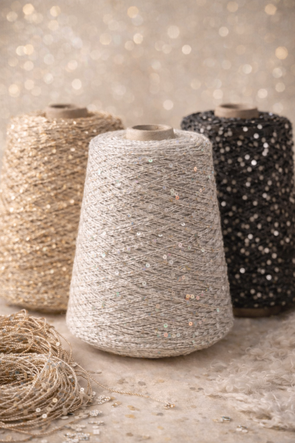 Garne mit Pailletten